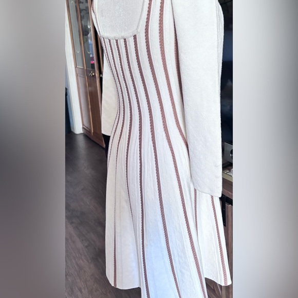 A-Line Sweater Dress cream and tan vertical stripes - Picture 10 of 16